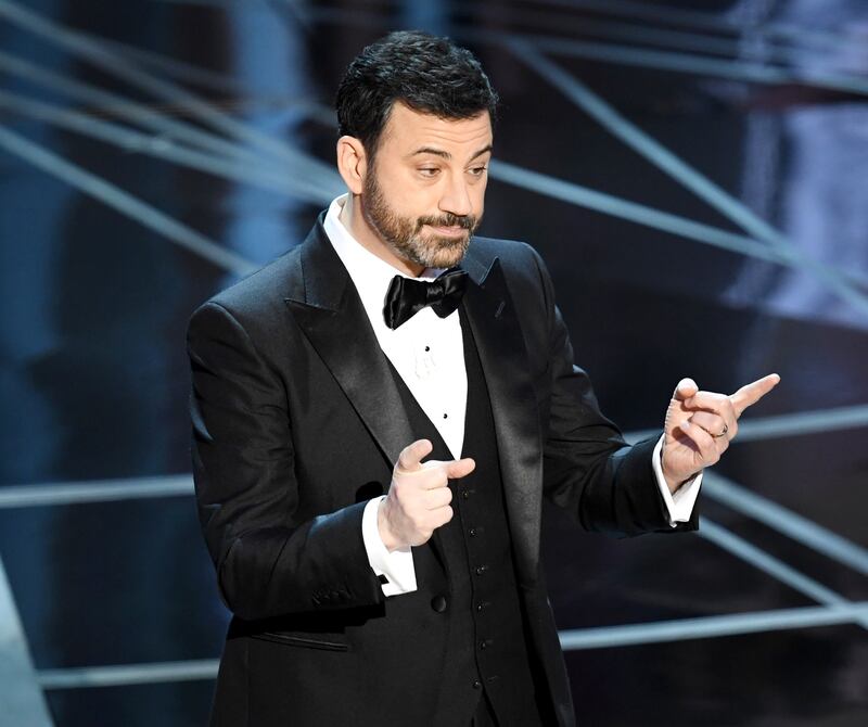 Host Jimmy Kimmel presenting the 89th Oscars ceremony in February 2017 in Hollywood, California, when  La La Land was mistakenly named Best Picture, at the expense of Moonlight. Photograph: Kevin Winter/Getty