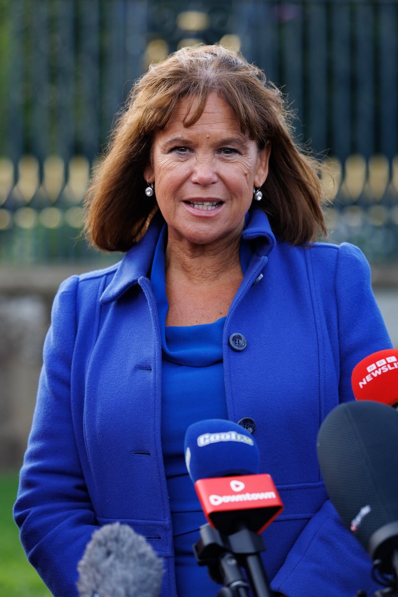 Sinn Féin president Mary Lou McDonald speaks to the media outside Hillsborough Castle following a meeting with Northern Ireland Secretary of State Chris Bryant to discuss the Drumcree parading dispute. Photograph: Liam McBurney/PA Wire