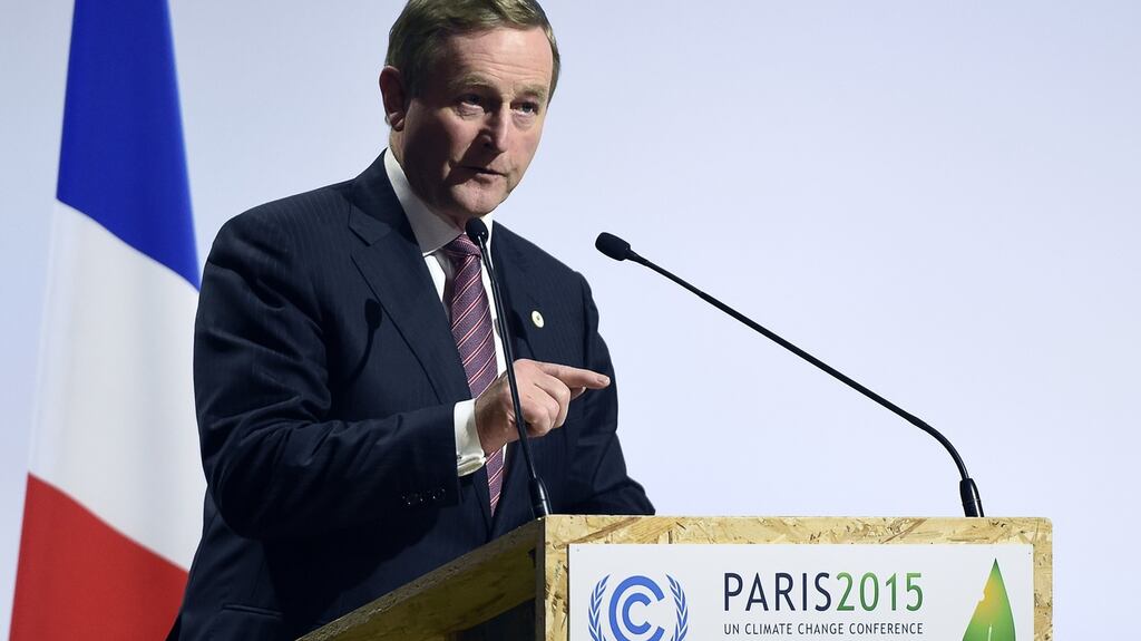 Enda Kenny delivers a speech during the World Climate Change Conference 2015 (COP21) in Paris. Photograph: Alain Jocard/AFP/Getty Images