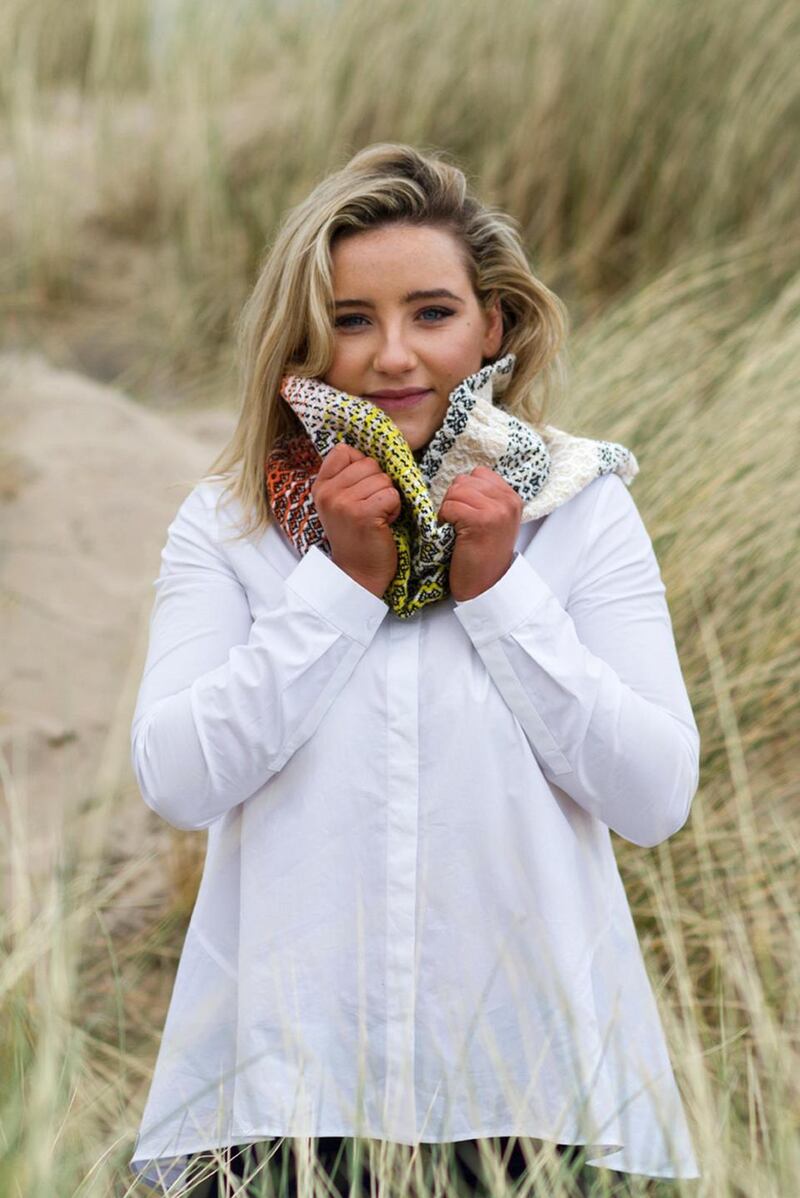 Handwoven lambswool cowl “Rising Sun” from Wild Cocoon by Deirdre Duffy €95.