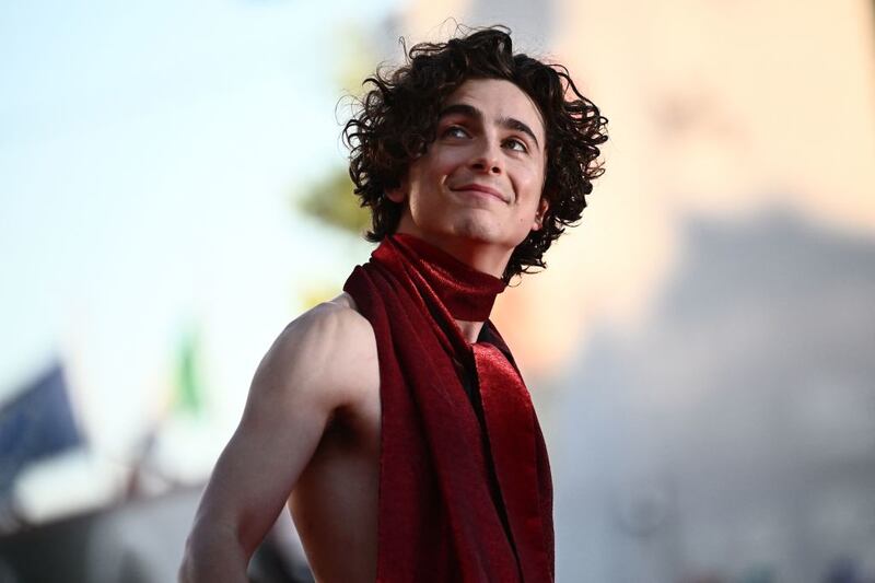 Timothée Chalamet arrives for the screening of the film Bones And All. Photograph: Marco Bertorello/AFP via Getty Images