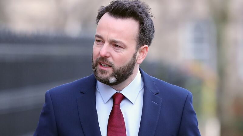 SDLP leader Colum Eastwood arrives for the recording of UTV’s election debate in Belfast on Sunday. Photograph: Niall Carson/PA Wire