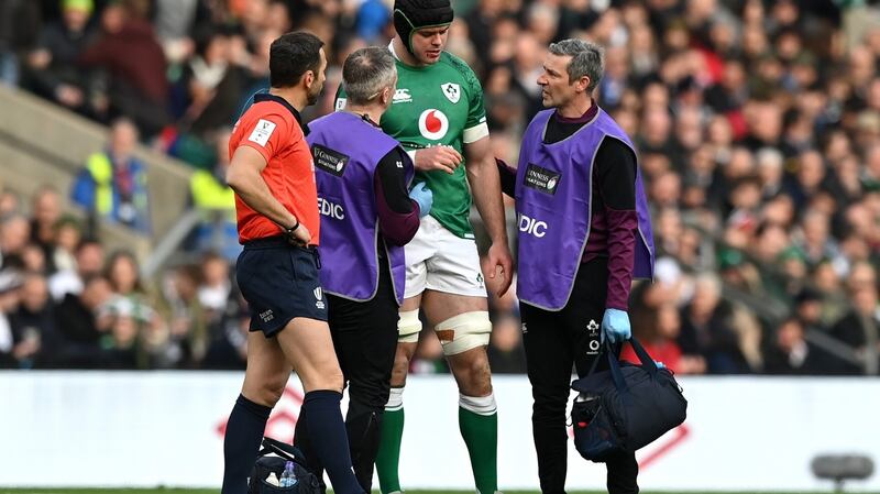 James Ryan  had to be replaced following the tackle by Charlie Ewels last weekend. Photograph: Shaun Botterill/Getty Images