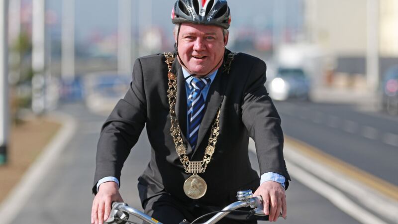 Dublin’s Lord Mayor Brendan Carr on the Clontarf Road for the opening the new cycle path. Photograph Nick Bradshaw/The Irish Times.
