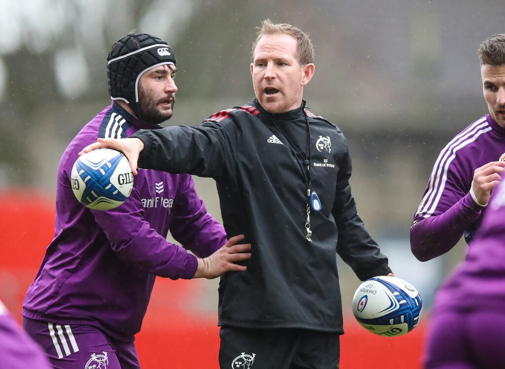Munster attack coach Mike Prendergast: 'in terms of other games and what goes on, genuinely it doesn’t change anything from what direction we want to go this weekend, and that’s to go over and put in a good performance, and if that’s enough to get a win well so be it.' Photograph: Evan Treacy/Inpho