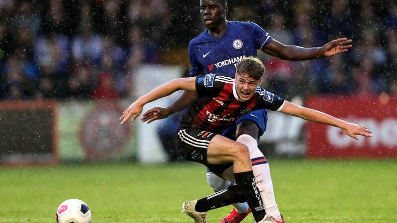 Evan Ferguson in action for Bohemians against Chelsea in 2019 when he was just 14 years old. Photograph: Laszlo Geczo/Inpho