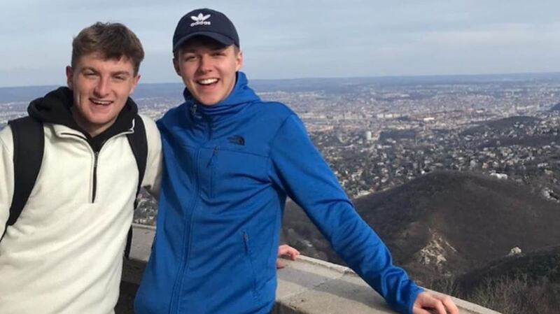 Jarlath Scollan: “I was quite set on staying put in Budapest, it was only when I heard rumours of airports closing and borders being shut that I reluctantly decided to go home.”  Photographed above: Jarlath Scollan with Cathal O’ Sullivan in Budapest
