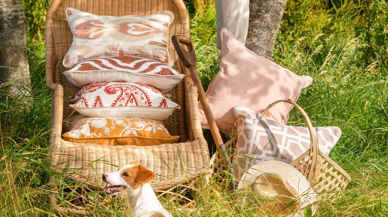 Bolsters,  €95 each; 45cm squares, €167 each, and linen 53cm squares, €83 each, with throws from €281 and blankets, from €186, are available from Hedgeroe.