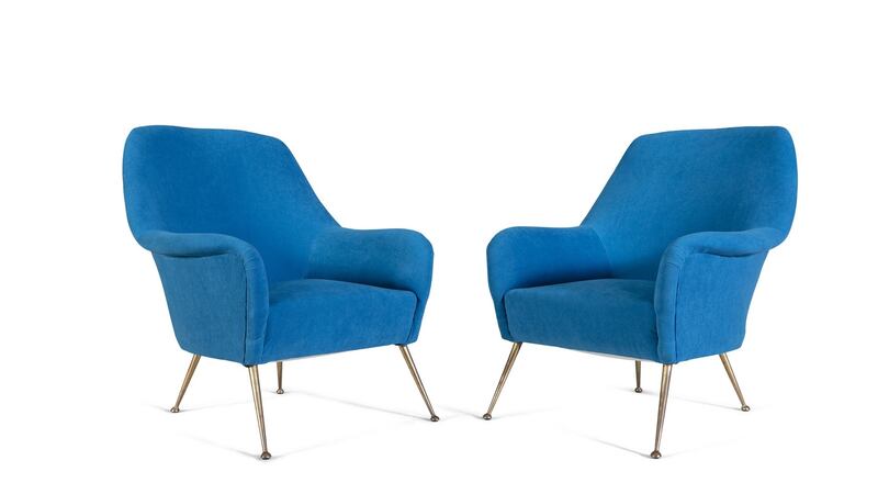 1950s blue armchairs in Adams’s mid-century sale