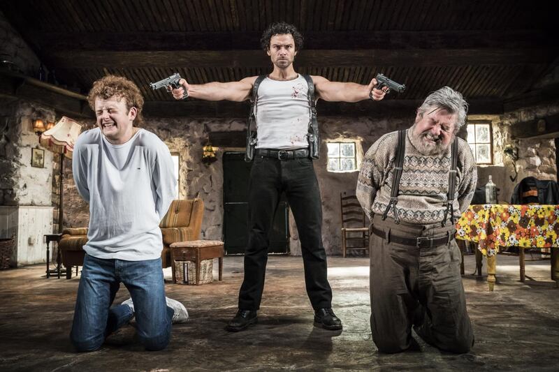 Chris Walley, Aidan Turner and Denis Conway in Martin McDonagh's The Lieutenant of Inishmore in London's West End in 2018. Photograph: Johan Persson