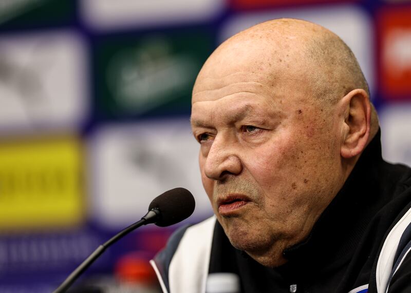 Czech Republic head coach Miroslav Koubek speaking to the media on Wednesday. Photograph: Ben Brady/INPHO
