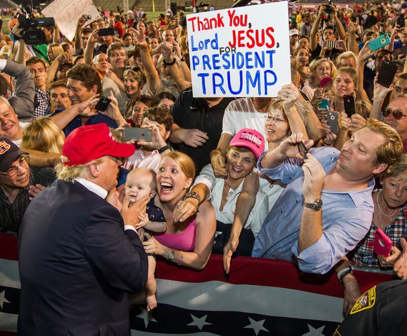 American president: “I take no responsibility for Trump,” Lionel Shriver says. Photograph: Mark Wallheiser/Getty