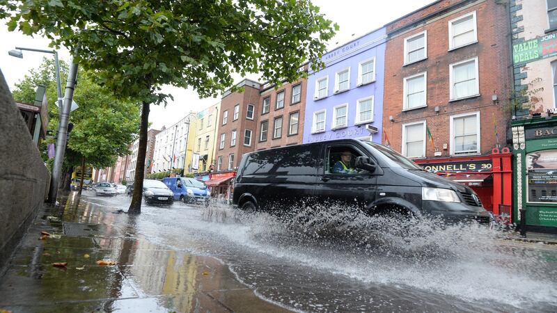 Flooding along Bachelors Walk, Dublin. Photograph: Dara Mac Dónaill/The Irish Times