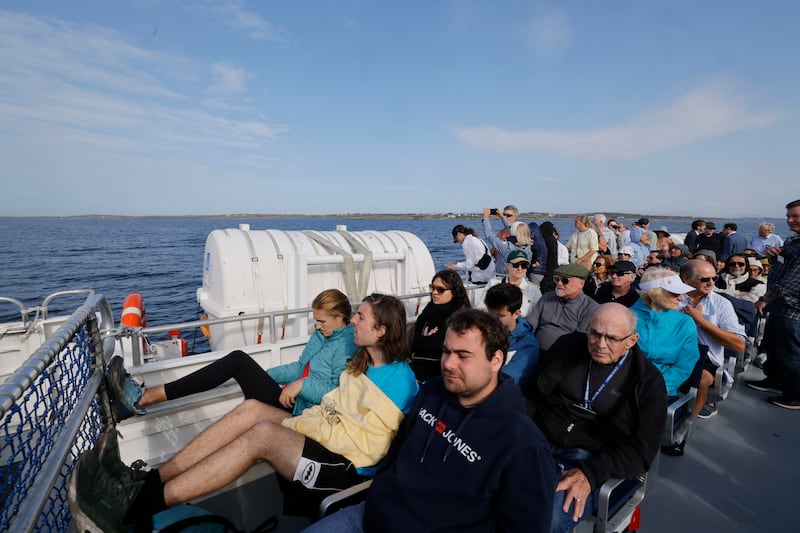 The Aran islands Ferry on its way to Inish Mór, on the Aran Islands. Photograph: Alan Betson