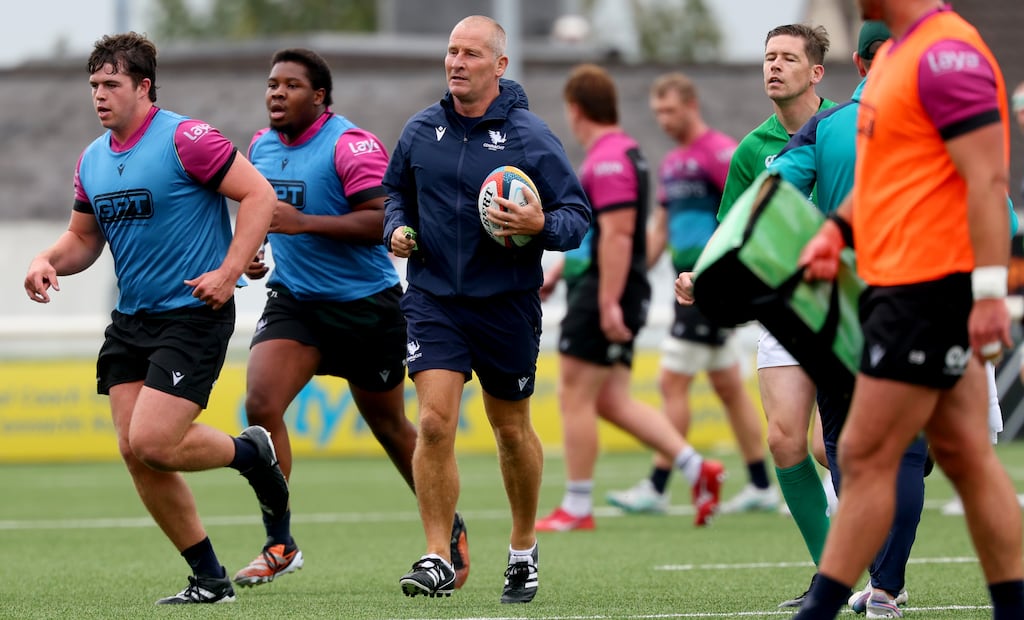Connacht head coach Stuart Lancaster during a training session at Dexcom Stadium on Tuesday. Photograph: James Crombie/Inpho