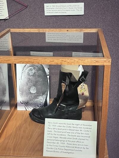 The boot worn by Perry Smith, whose footprint was the vital in connecting evidence. Photograph: Keith Duggan