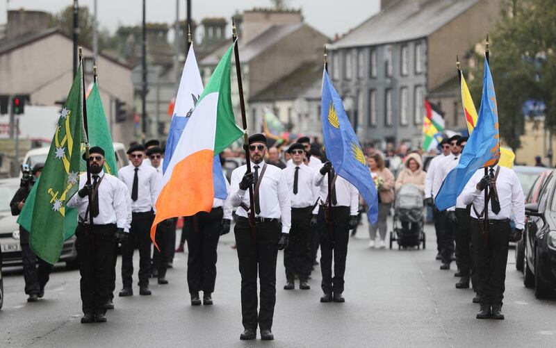 The parade marches through Newry. Photograph: Brian Lawless/PA Wire
