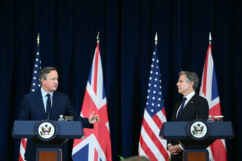 British foreign secretary David Cameron and US secretary of state Antony Blinken: He believes that with the right support from its western allies, Ukraine could still win the war against Russia. Photograph: Mandel Ngan/AFP via Getty 