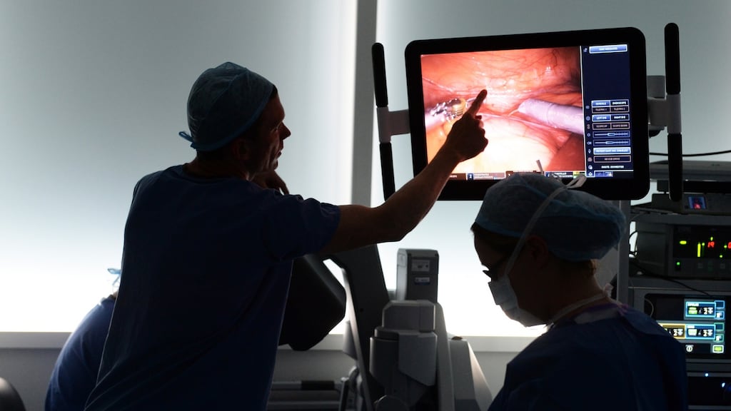 Barry McGuire during an operation by robot at St Vincent’s Hospital. Photograph: Cyril Byrne