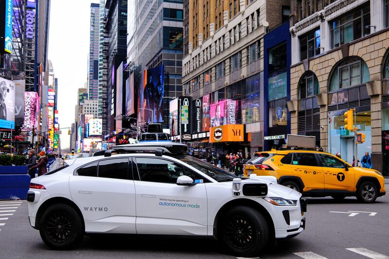 A Waymo autonomous self-driving car in Manhattan, New York City. Photograph: Charly Triballeau/AFP via Getty Images