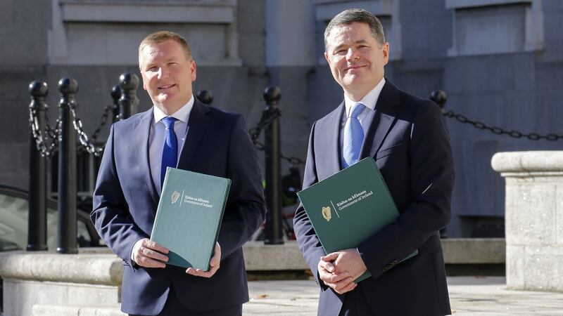Minister for Public Expenditure Michael McGrath and  Minister for Finance Paschal Donohoe: this year’s budget package is €4.7 billion. Of this, €1 billion is said to be available for new spending and €500 million is for tax measures. Photograph: Crispin Rodwell