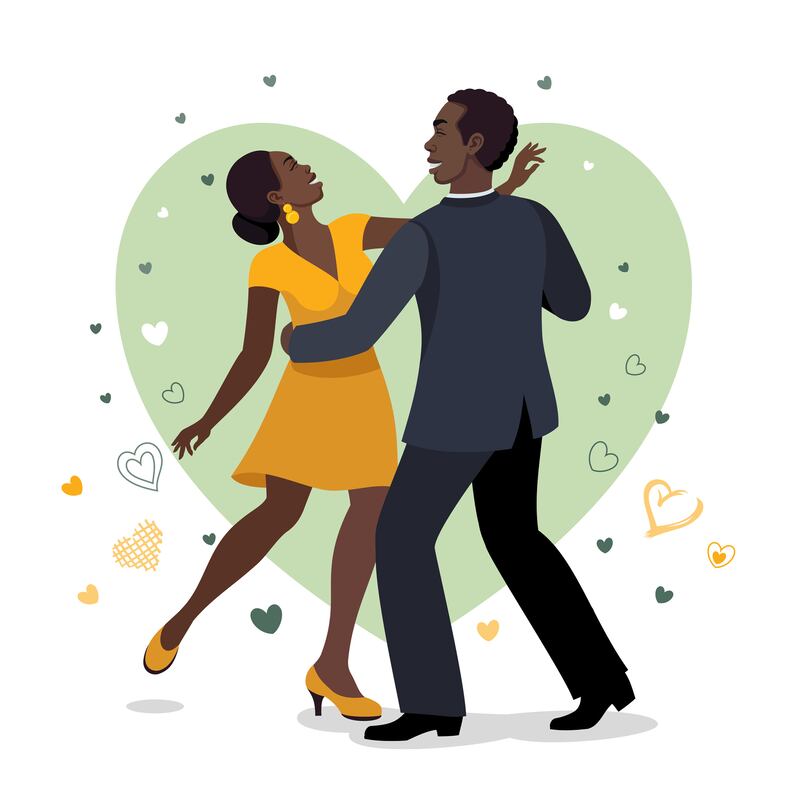 Dance poster or flyer. African American dancing couple.