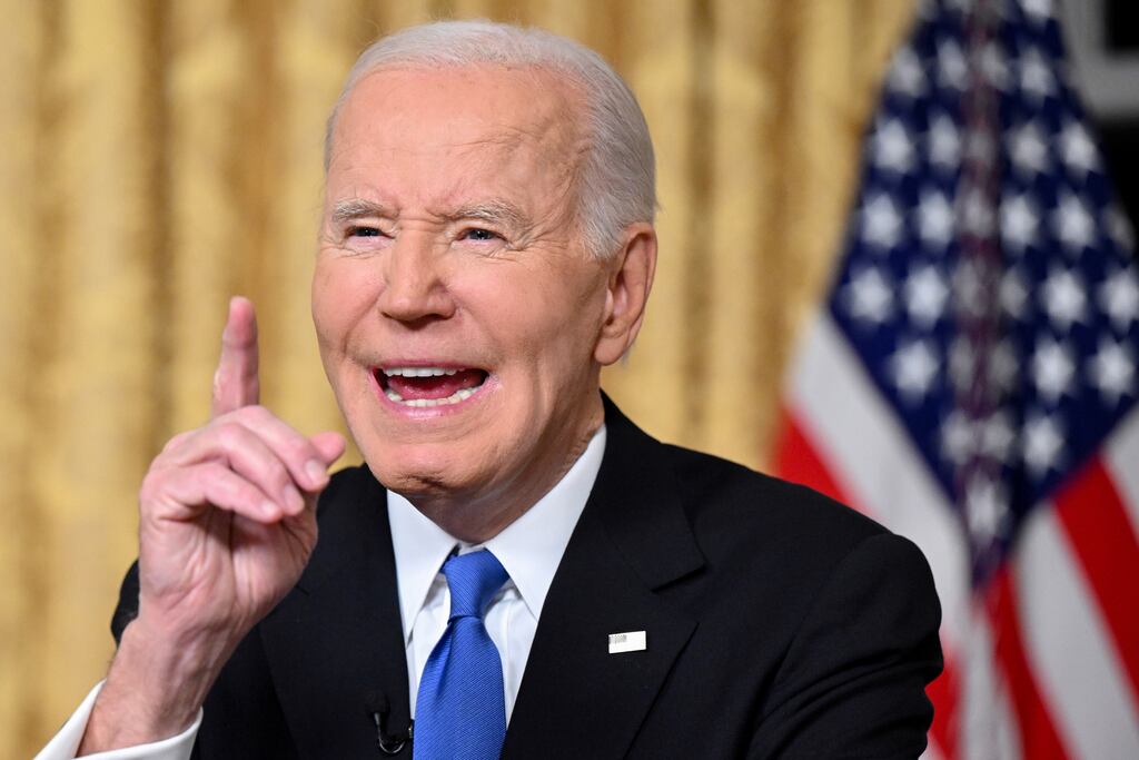 US president Joe Biden delivers a farewell address to the nation in the Oval Office of the White House in Washington, DC, US, on Wednesday, Jan. 15, 2025.   Photograph: Mandel Ngan/AFP/Bloomberg