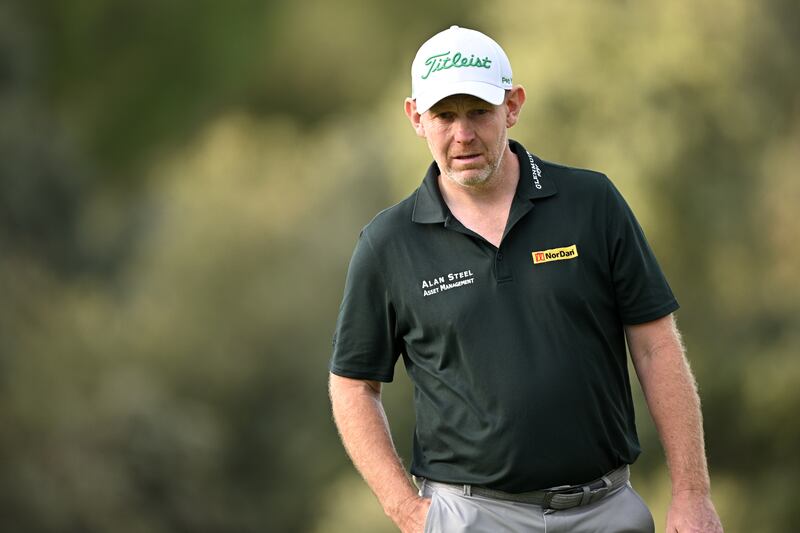 MADRID, SPAIN - OCTOBER 07: Stephen Gallacher of Scotland looks aheadon the 8th green during Day Two of the acciona Open de Espana presented by Madrid at Club de Campo Villa de Madrid on October 07, 2022 in Madrid, Spain. (Photo by Stuart Franklin/Getty Images)