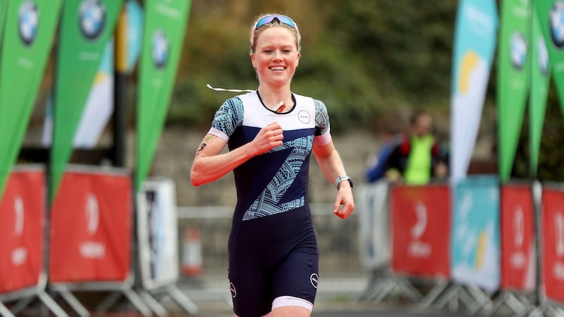 Carolyn Hayes finished behind double Olympic medallist Nicola Spirig of Switzerland. Photograph: Bryan Keane/Inpho