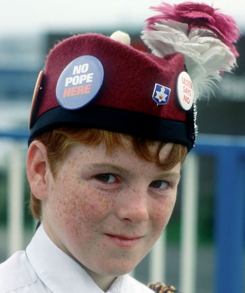 Ulster says no: a boy from a  loyalist family at a demonstration in Belfast in 1985 against the Anglo-Irish Agreement. Photograph: Kaveh Kazemi/Getty