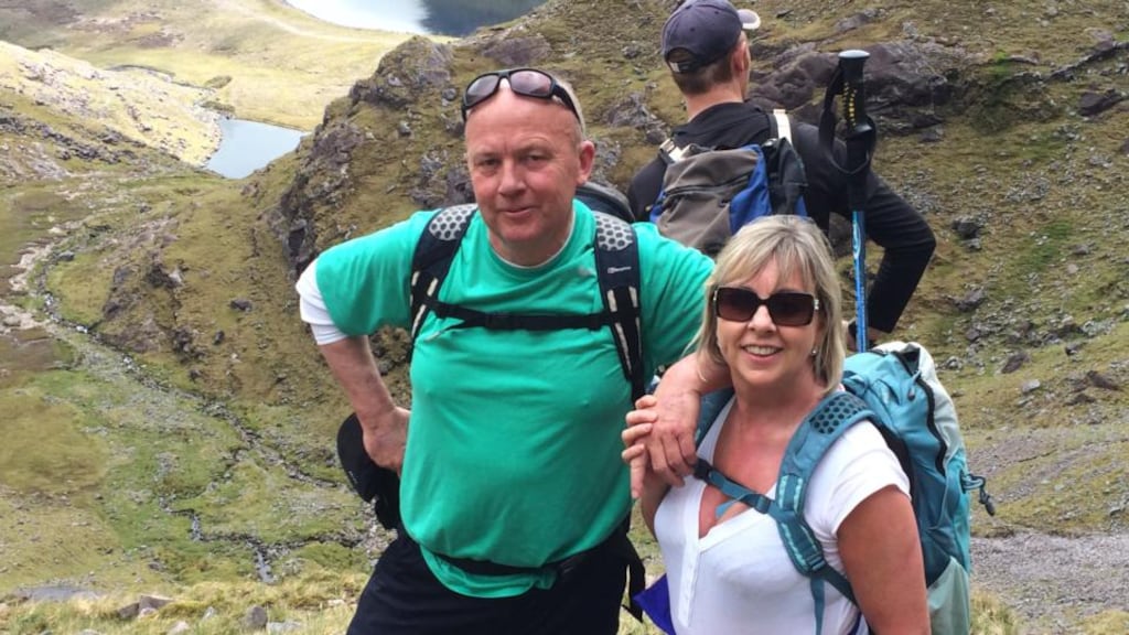 Ann Murphy and Dave Pearson at the start of the climb on May 23rd, 2015: Ann fell 25 feet as they descended down Carrauntoohil mountain, Co Kerry. Dave initially thought the fall had killed his girlfriend.