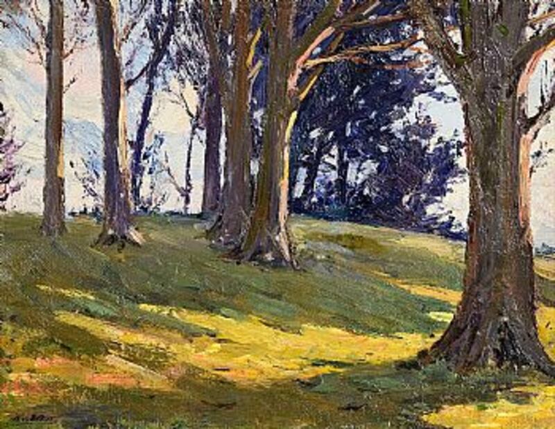 Trees in Sunlight by Swiss-born, Belfast based, Hans Iten (1874-1930) with an estimate of €1,000-€1,500 at Morgan O'Driscoll art auction