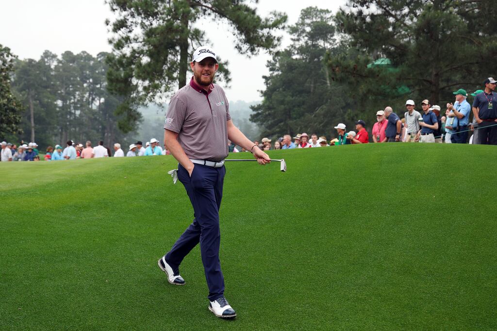Irish amateur Matthew McClean of Northern Ireland walks to the second tee during the Masters. Photograph: Andrew Redington/Getty
