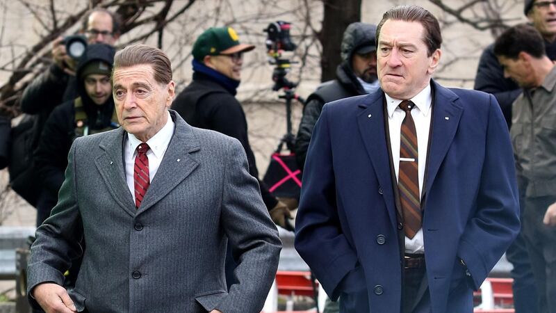 The Irishman: Al Pacino – astonishingly, making his debut in the Scorsese wheelhouse – and Robert De Niro