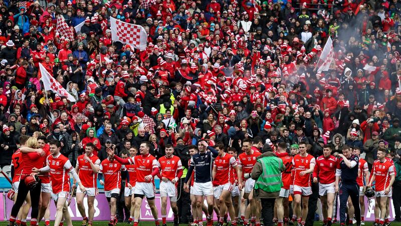 Cuala celebrate winning the All-Ireland Senior Club Hurling Championship Final at Croke Park in 2017. Photograph: Tommy Dickson/Inpho