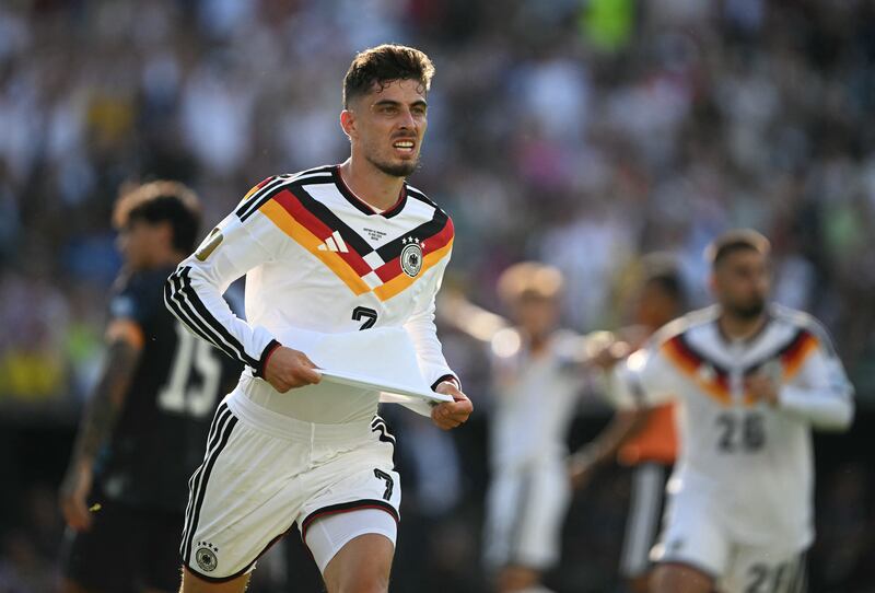 Germany's Kai Havertz celebrates his equaliser. Photograph: Mauro Pimentel/ AFP via Getty Images