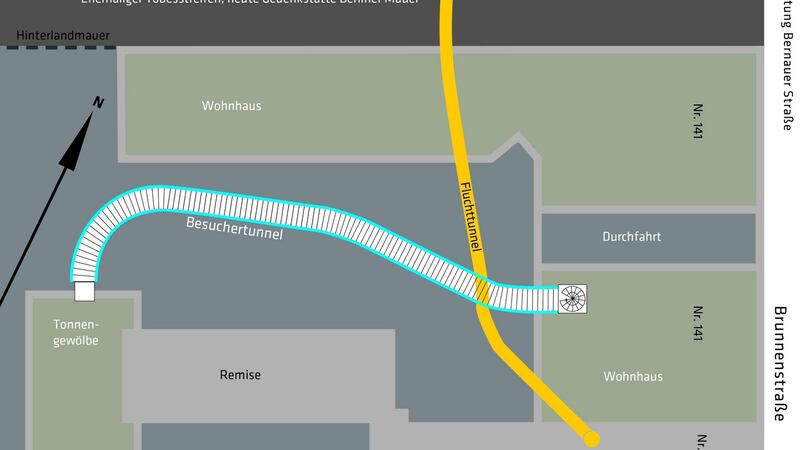 Illustration of the 1970 tunnel map route. Credit: ©Berliner Unterwelten e.V.