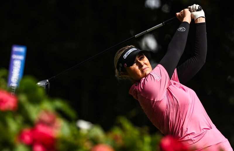 Northern Ireland’s Olivia Mehaffey off the 8th tee at the 2023 KPMG Women's Irish Open at Dromoland Castle, Co Clare. Photograph: Ben Brady/Inpho
