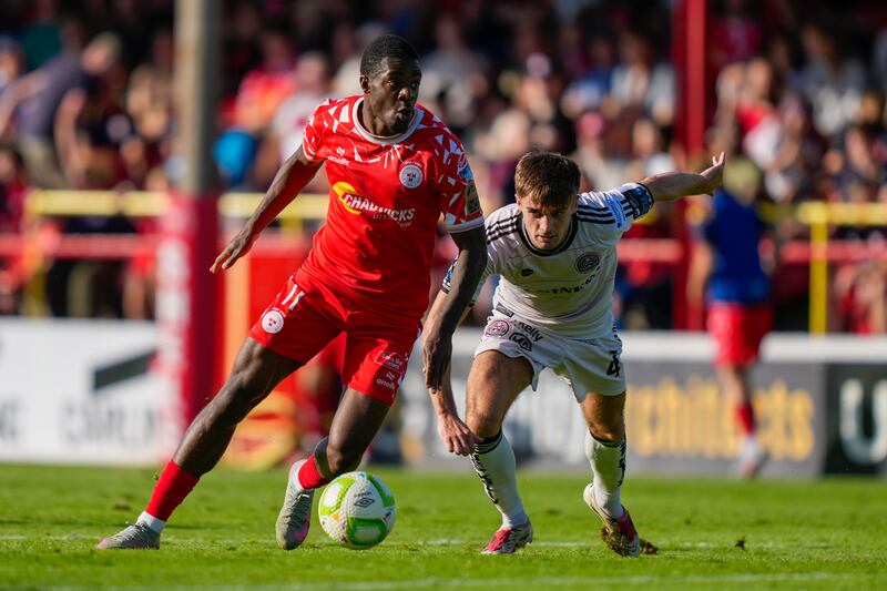 Mipo Odubeko of Shelbourne in action at Tolka Park. Photograph: James Lawlor/Inpho
