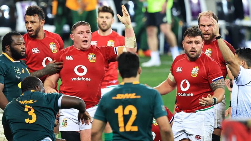 Tadhg Furlong  appeals to  referee Nic Berry during the first Test. Photograph: David Rogers/Getty Images