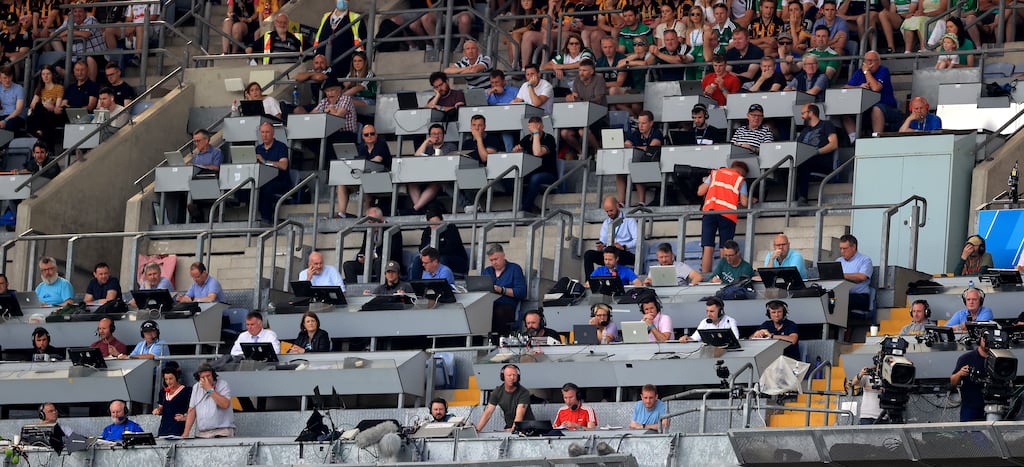 The Croke Park Press box, a fraught place but one that became a home from home to Old Moran. Photograph: James Crombie/Inpho