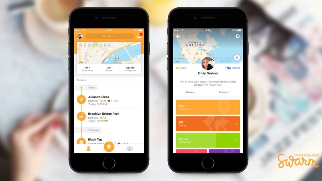 Swarm now highlights your stats with an interactive map of previous check-ins