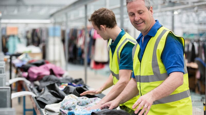 Each worker at  the I:CO London factory sorts an average of 2,800kg of clothes a day