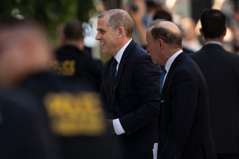 Hunter Biden arrives at court. He was indicted after the collapse this summer of his plea agreement with federal prosecutors on tax and gun charges, after the judge who was supposed to sign off on the agreement instead raised a series of questions about the deal. Photograph: Matt Rourke/AP
