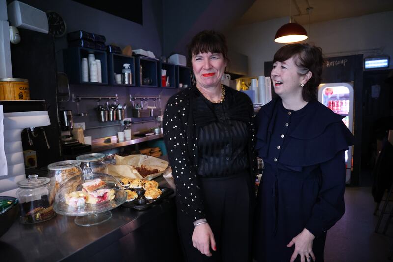 Niamh Healion (left) and Fiona Fairbrother of Soup Dragon on Capel Street. Photograph: Bryan O’Brien/The Irish Times
