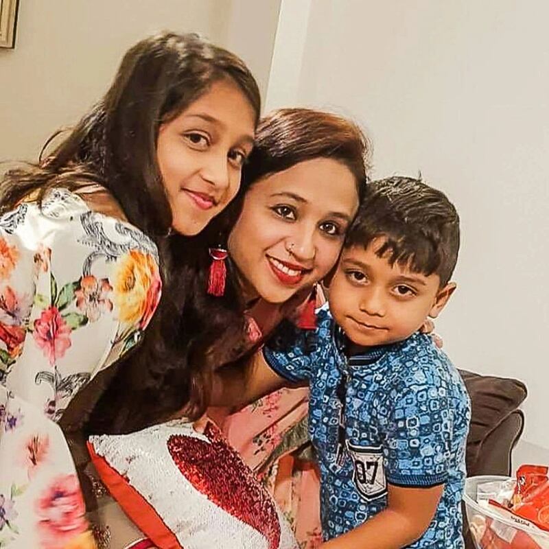 Seema Banu with her children Asfira Riza and Faizan Syed