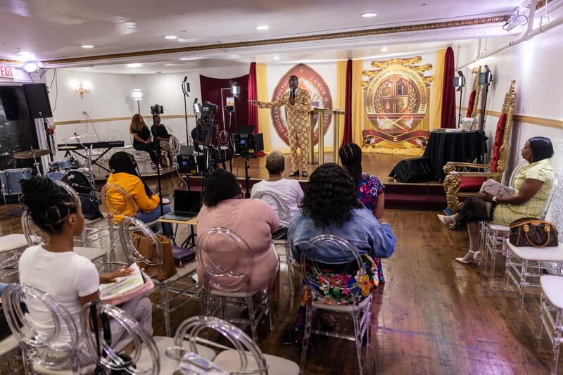 Espousing what is known as the prosperity gospel, Bishop Whitehead preaches that God will provide abundance for those who give to the church. Photograph: Victor J Blue/The New York Times