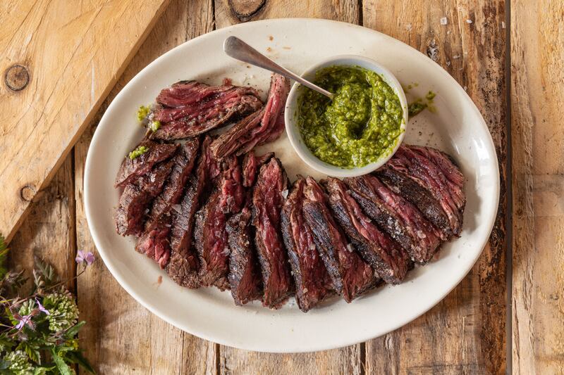 The flavour of this skirt steak with charred chilli chimichurri will be as good as any prime cut. Photograph: Harry Weir