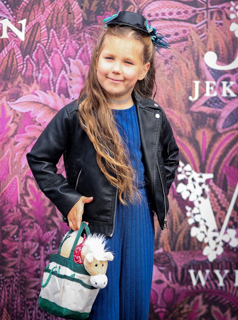 Evelina Pozdniak (7) from Ukraine at the races. Photograph: Tom Maher/Inpho