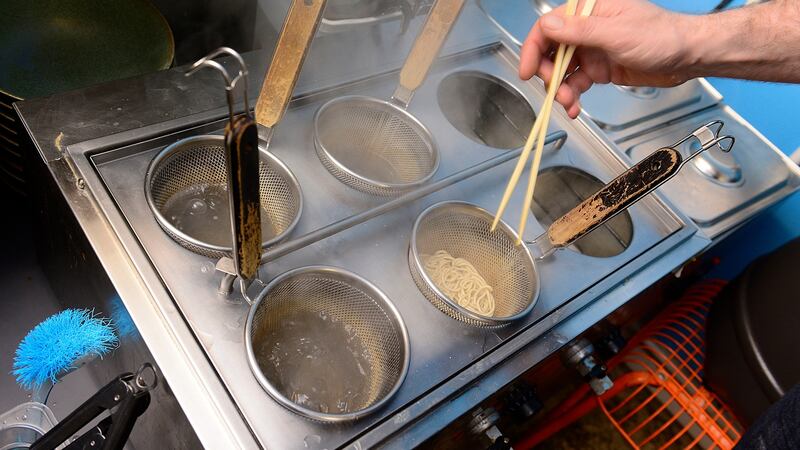 Bia Rebel’s bestseller is their original, called Belfast shoyu ramen, which has slow-cooked pork shoulder and a tea-cured egg added, and toppings of spring onion, bamboo and nori. Photograph:   Arthur Allison/Pacemaker Press